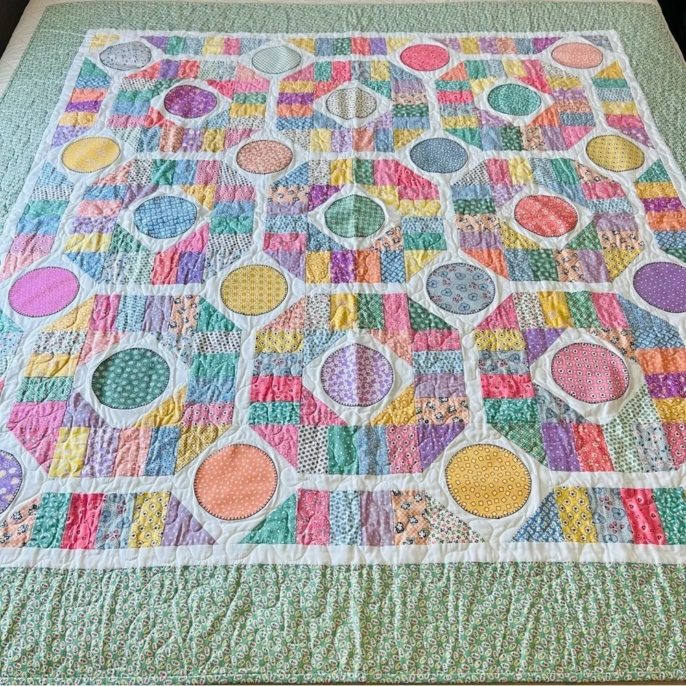 Dot to Dot Handmade Quilt – 58”x58” – 1930s Reproduction Prints